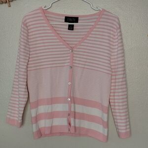 Vintage Finity Pink Striped Button Front V-neck Cardigan Barbiecore